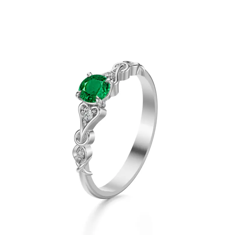 Pierścionek z białego złota ze szmaragdem AJPZ_062